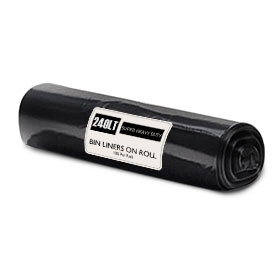 240Ltr Super Heavy Duty Bin Liner 35<span style="text-transform:lowercase;">um</span> - Black [100 Roll]